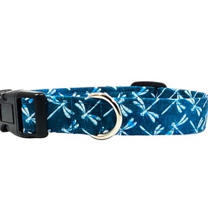 Blue Dragonfly, Dog and Cat Collars, 100% Soft Cotton Fabric Collar, &quot;THE DRAGONFLY&quot;