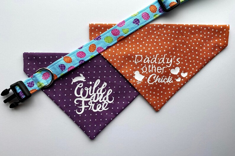 Personalized Over the Collar Dog Bandanas Easter Slip On Cat Bandanas Pet Accessories Variety of Patterns