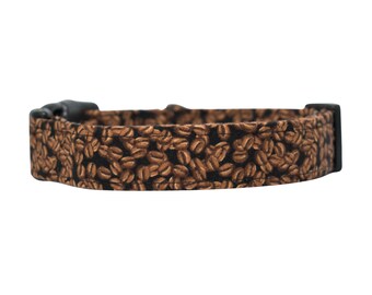 Coffee Bean Dog Collar: 100% Cotton, Metal Buckle