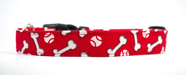 Dog Collars 100/% Soft Cotton Fabric Collars Colorful Collars and Play Time Baseball Bones Playful