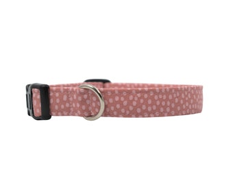 Blush Polka Dot Dog Collar: Cotton Fabric