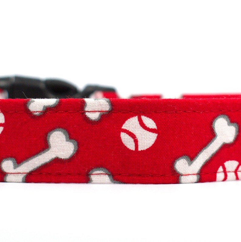 Dog Collars 100/% Soft Cotton Fabric Collars Colorful Collars and Play Time Baseball Bones Playful