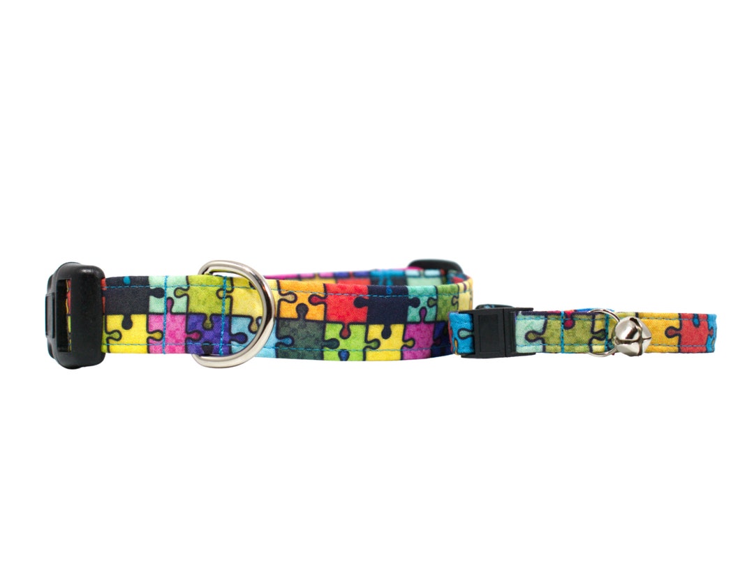 Puzzle Piece Dog Collar Jigsaw Puzzle Cat Collars Vibrant Etsy
