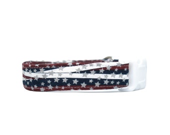Stars & Stripes Dog Collar: Patriotic Cotton Pet Collar