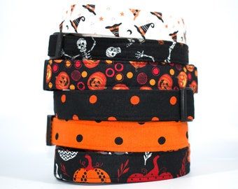 Halloween Dog Collar Collection, Cats and Dogs, Polka Dots, Skeletons