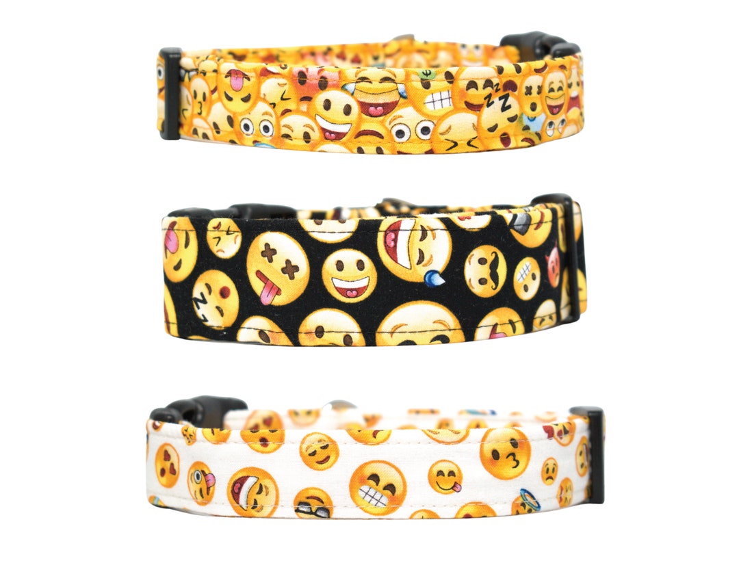 Emoji Funny Face Dog Collars Silly Cat Collars Black Etsy