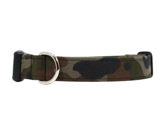 Dark Camo Dog Collar: Cotton Combat Print