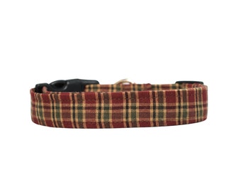 Harvest Plaid Dog Collar: Soft Cotton Fall Farm Cat Collar