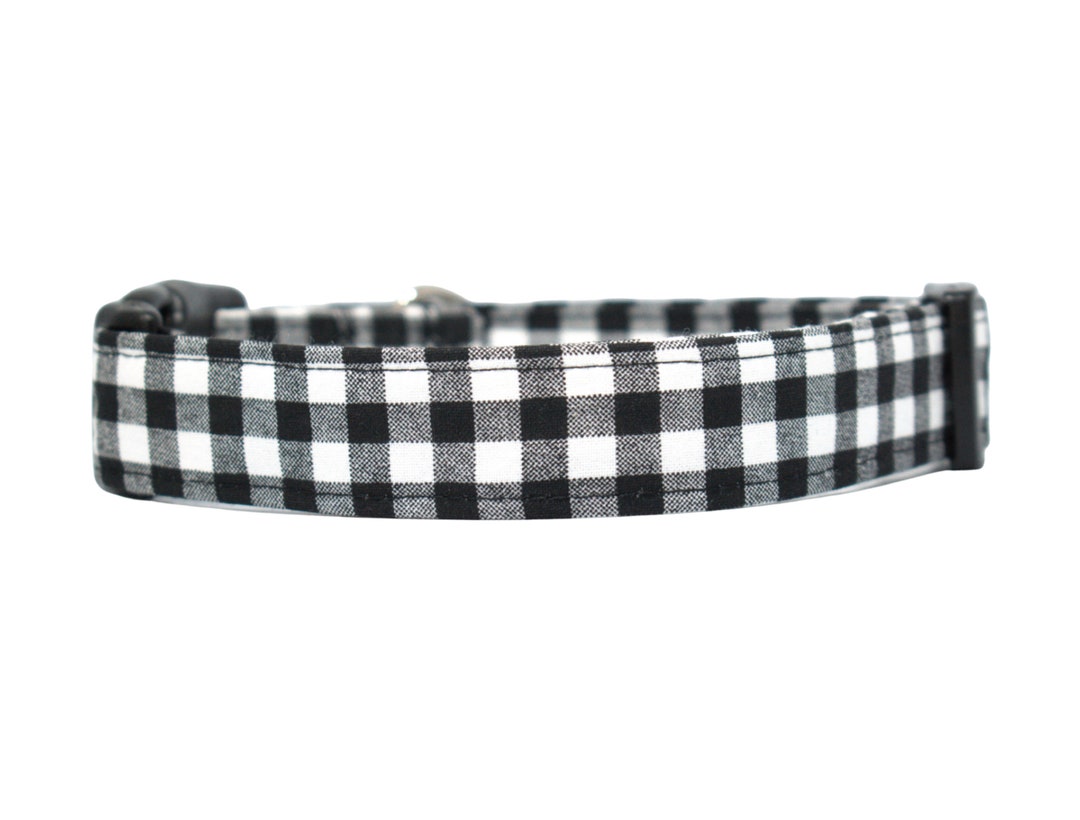 Black and White Checkered Dog Collar Plaid Cat Collars Classic Black