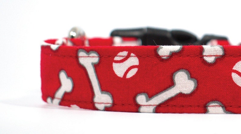 Dog Collars 100/% Soft Cotton Fabric Collars Colorful Collars and Play Time Baseball Bones Playful