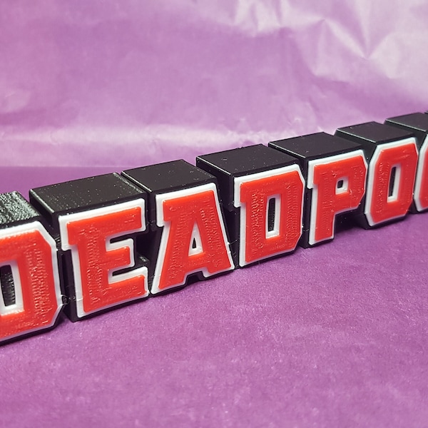 Deadpool - 3D Printed comic book logo - This is a great piece of shelf art for your display.