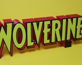 Wolverine - 3D Printed comic book logo - This is a great piece of shelf art for your display.
