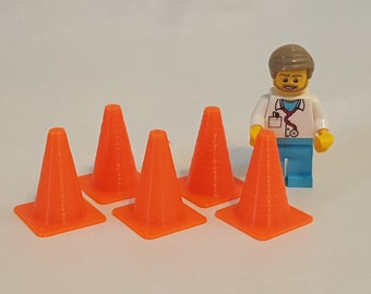 25mm (1inch) tall, 20mm square base. Orange traffic cones. 3D printed.