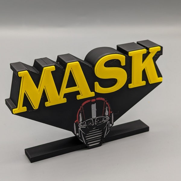 M.A.S.K - 3D Printed Cartoon/Comic logo - for desk stand or mount an a wall.