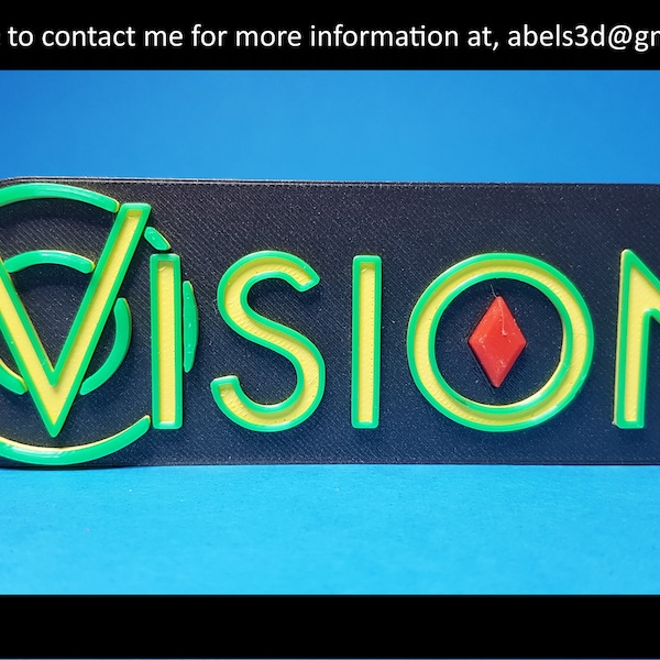 Vision - 3D Printed Comic logo - door or wall plaque.