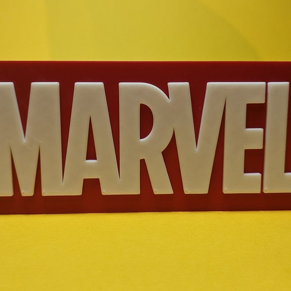 Marvel title card logo. shelf stand or wall mount. 3D printed