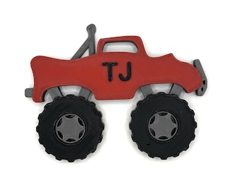 Magneet monstertruck | Gepersonaliseerde feestgoodiebagvuller koelkastlabel | Aangepast cadeau voor koelkast | N42-magneten
