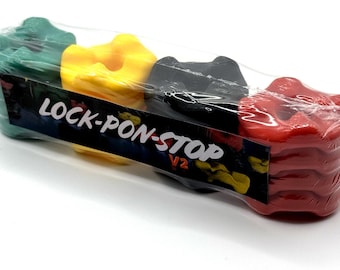Jamaicaanse Ludo-speelstukken | Set van 16 | Groen Geel Zwart Rood Stapelbare Ludi Board Accessoires | Lock Pon Stop Gate | Voor bord 24 x 24: