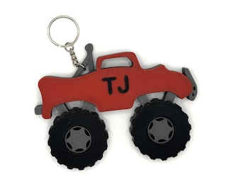 Monstertruck-sleutelhanger | Gepersonaliseerde party goodiebag rugzak bagage koffer sleutelhanger | Aangepaste naam: