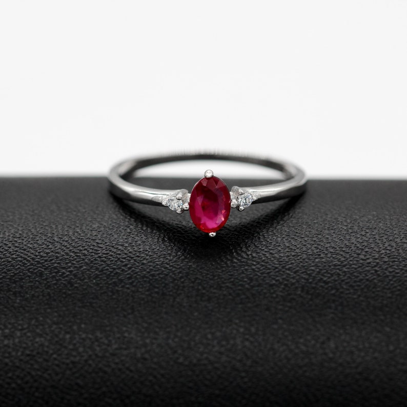 Cushion Ruby Ring | Raw Gemstone Ring | Genuine Ruby Birthstone | July Birthstone | Gift for Her 