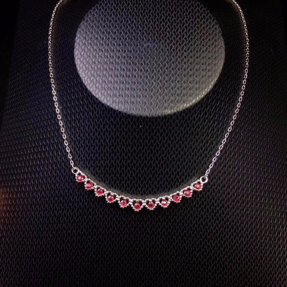 The Colossal Poem Natural Ruby Chain Necklace for Women, 925 Sterling ...