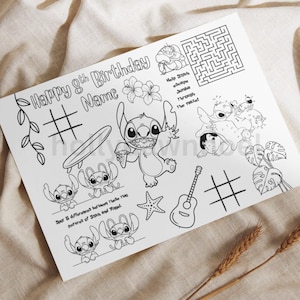 Custom Stitch Birthday Coloring Page - Personalized Activity Sheet - Goody Bag Printable - Kids Birthday Party Favor