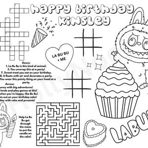 Custom La Bu Bu Birthday Coloring Page Personalized Party Activity