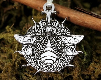 Egyptian Beetle Necklace, Silver Scarab Pendant, Khepri Pendant, Ancient Egyptian Amulet, Dainty Gift For Women, Men's Jewelry