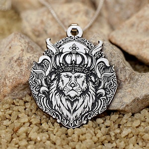 Silver Lion Mens Necklace, Best Lion Jewelry For Him, African Lion Charm With Chain, Necklace For Men, Best Friend Gift Necklace, Lion Gift