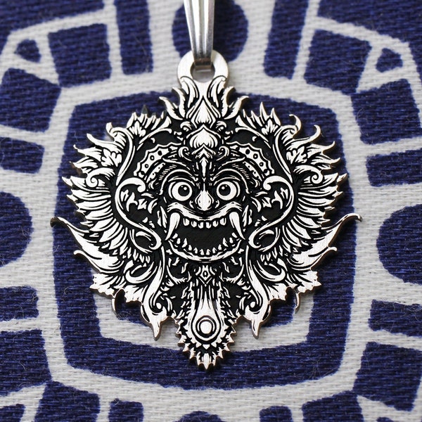 Silver Barong Necklace | Good Luck Charm | Men's Jewelry | Mythological Creature | Goth Jewelry | Gifts For Him