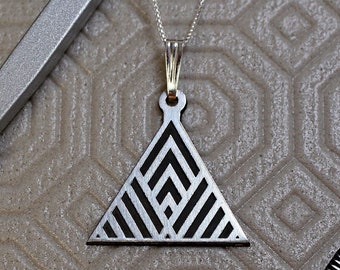 Triangle necklace for men, groomsmen gift, men's necklace with a silver triangle pendant, silver chain, gift for him, geometric necklace