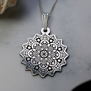 Cute Mandala Pendant, Sterling Silver Mandala Necklace, Inspirational Jewelry, Boho Jewelry, Minimalist Mandala, Spiritual Necklace