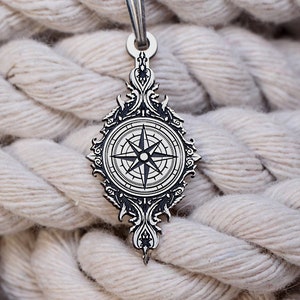 Nautical Compass Necklace | Sterling Silver Minimalist Pendant | Detailed Charm Engraving | Handmade Jewelry Gift For Men & Women