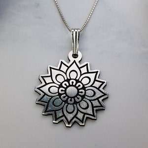 Simple Mandala Pendant, Sterling Silver Mandala Necklace, Inspirational Jewelry, Boho Jewelry, Minimalist Mandala, Spiritual Necklace