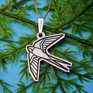 Silver Bird Necklace, Swallow Necklace, Flying Bird Necklace, Bird Necklace, Birds Lover Gift, Bird Jewelry, Sparrow Necklace, Bird Pendant