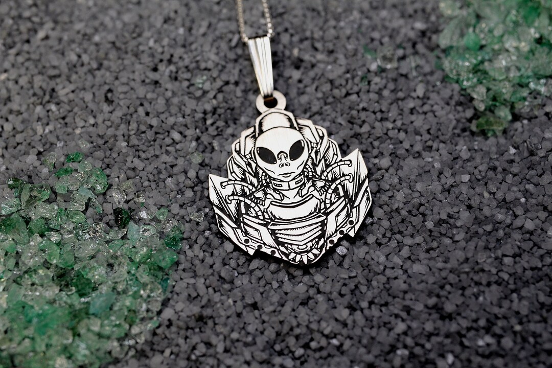 Alien UFO Necklace | Sterling Silver Extraterrestrial Pendant | Area 51 ...