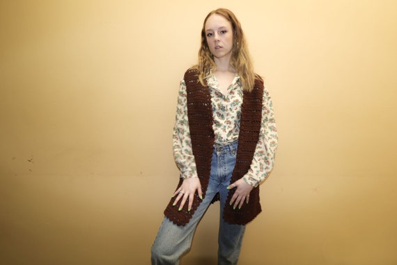 Vintage White Stag Top and Brown Vest - image 1