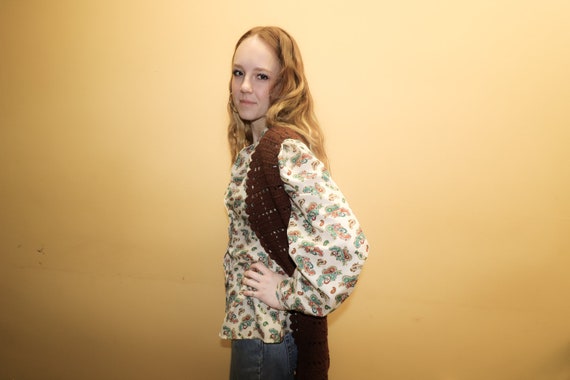 Vintage White Stag Top and Brown Vest - image 2