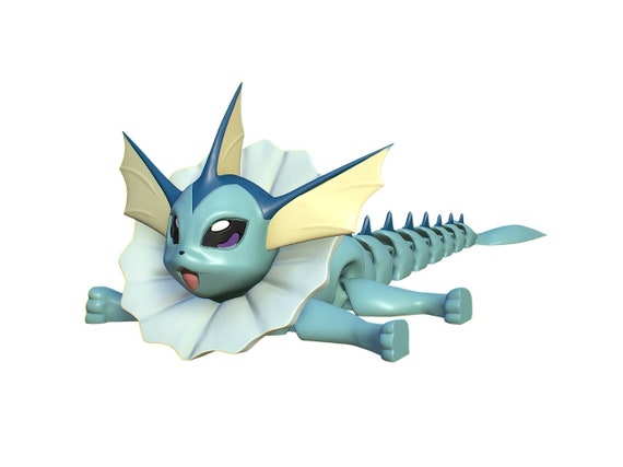 Colorful 3D Printed Articulated Vaporeon Desk Decoration Gift - 4k Resolution - Fast Shipping