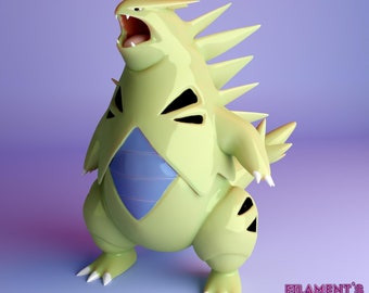 3D-geprint Tyranitar Pokemon-figuur | Verschillende filamentopties | 4K-resolutie | Officieel gelicentieerd ontwerp
