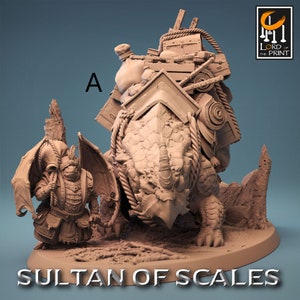 Dragonborn – Galdara Mount with Peddler-Sultan of scales-Lord of the Print Miniatures