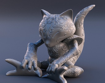 Atemberaubender 3D gedruckter Ornamental Abra in Primärfarben - Perfektes Geschenk oder Schreibtischdekoration - Hochauflösendes Design
