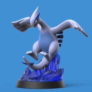 Beautifully Detailed Lugia Figure with Display Stand - Easy Assembly and Printed in 4k Resolution -