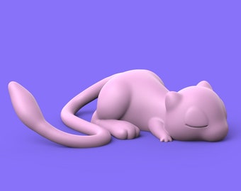 Sleeping Mew Figure - Custom Color Options, Easy Assembly, High Resolution Printed, Licensed Design - Cute Anime Character Statue for Decor