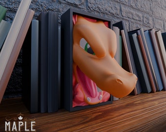 Charizard Buchecke Schreibtisch Dekoration | In 4K-Auflösung Gedruckte Skulptur | Perfekte Geschenkidee | Lizenziertes Design | Benutzerdefinierte Farboptionen