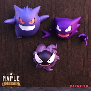 Gengar Evolution Wall Decor - 4K Printed Sculptures, Unpainted or Painted Features, Perfect Gift or Wall Decoration, Custom Color Options