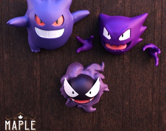 Gengar Evolution Wall Decor - 4K Printed Sculptures, Unpainted or Painted Features, Perfect Gift or Wall Decoration, Custom Color Options