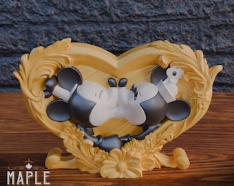 Vintage Steamboat Willie & Minnie Love: Lizenzierte 3D Skulpturen in 4k Auflösung - Perfekte Schreibtisch Dekoration Geschenk -