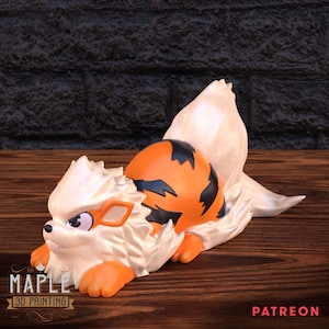 Vibrant 4k Arcanine Laying Down-Regular- Ornamental Figure for Desk Decoration - Solid Primary Colored Filament, Great Gift Idea