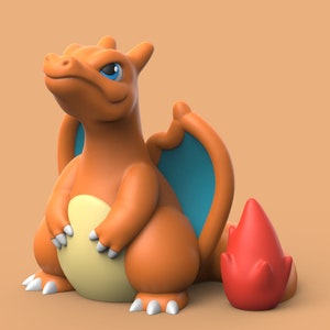Chibi Charizard Figur 3D Gedrucktes Modell Kit | Selbstmontage | 4k Auflösung |